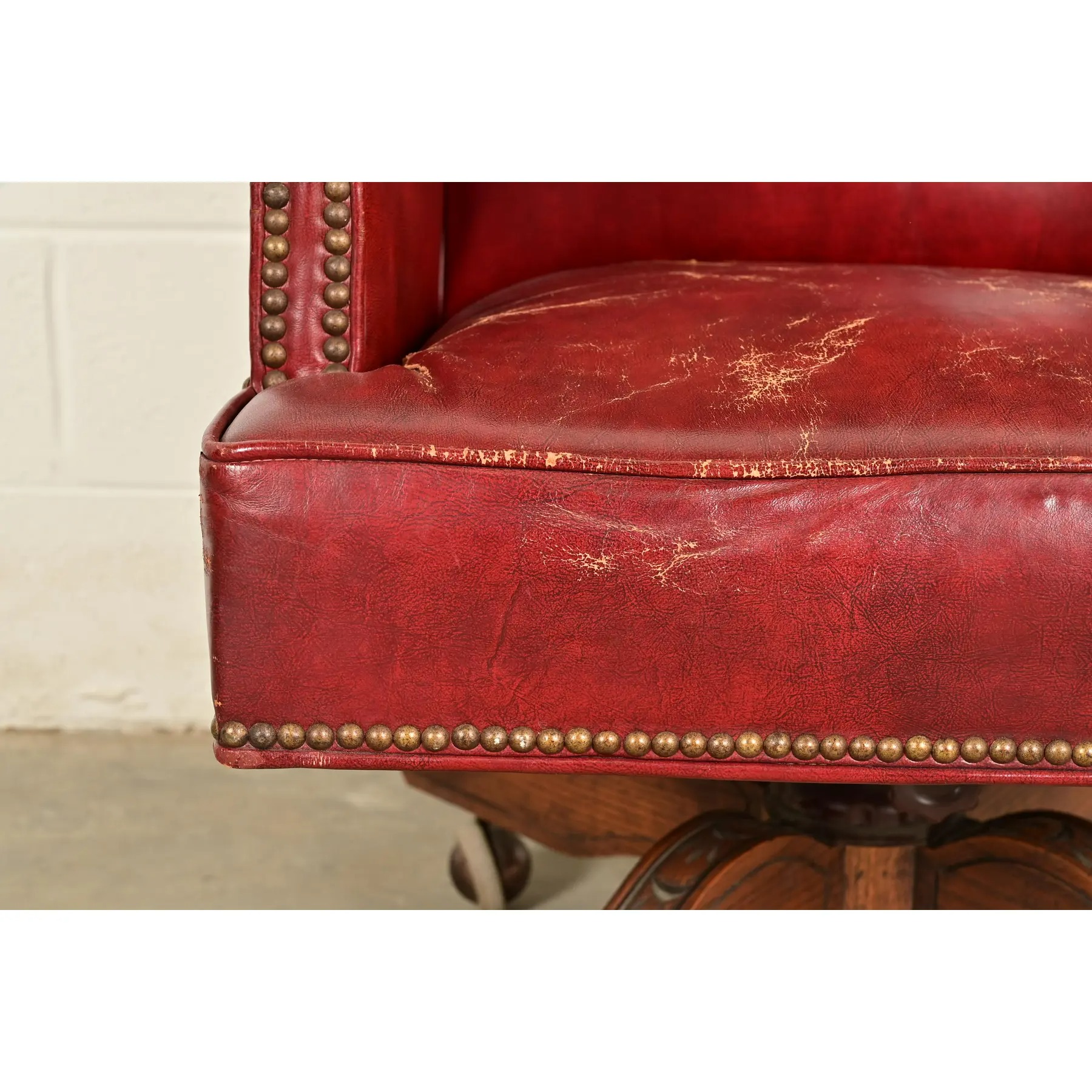 Romweber Viking Oak and Leather High Back Executive Swivel Desk Chair, Circa 1960s - Image 10