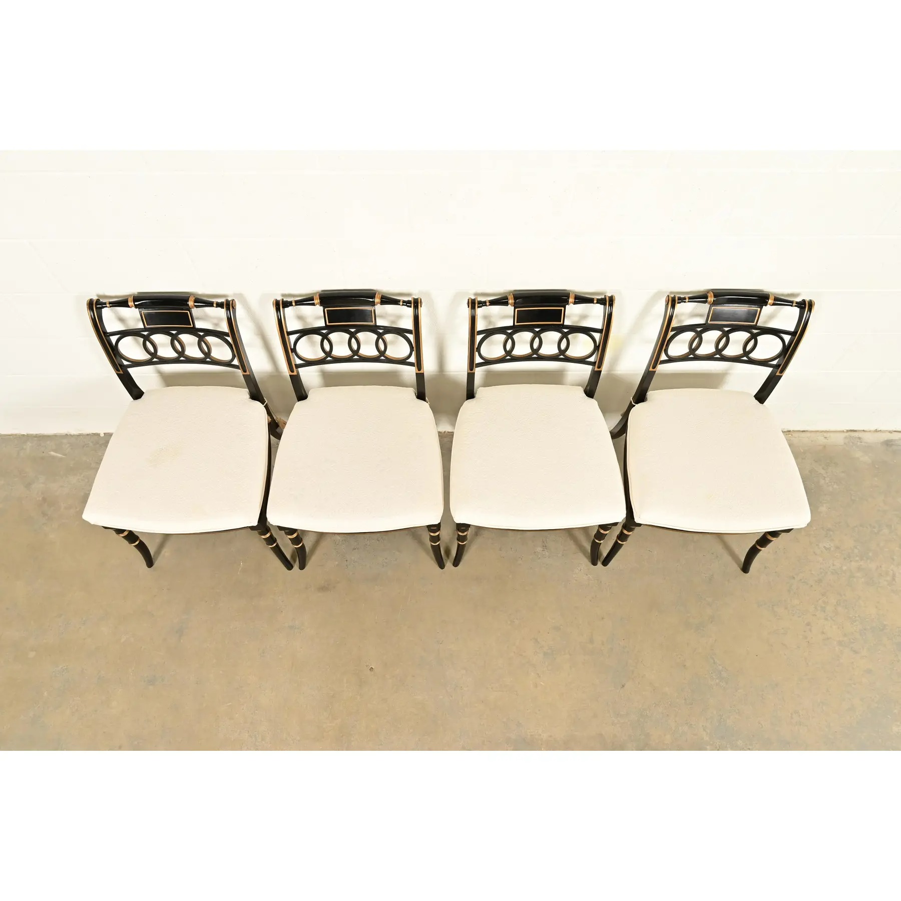 Baker Furniture Historic Charleston Regency Ebonized and Gold Gilt Dining Chairs, Set of Four - Image 5