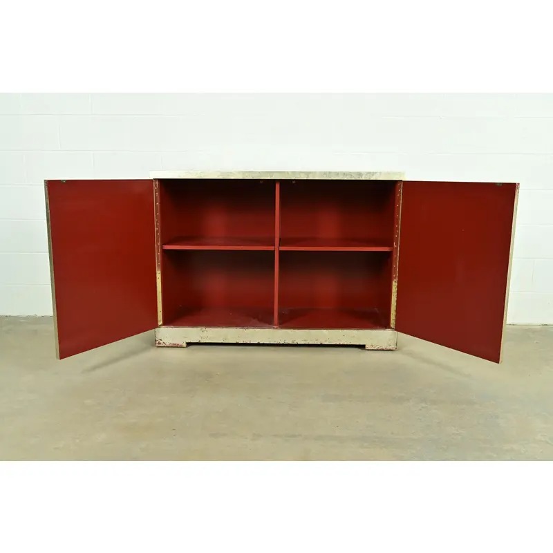 Barbara Barry for Baker Furniture Diamond Silver Leaf Cabinet or Credenza - Image 5