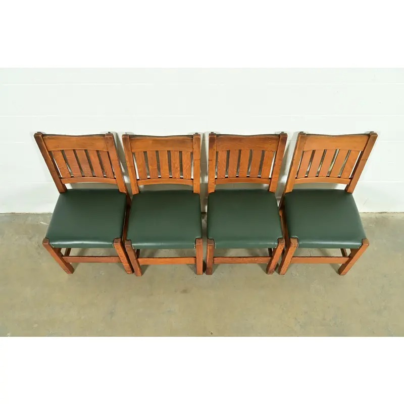 Gustav Stickley Antique Mission Oak Arts & Crafts Dining Chairs, Set of Four - Image 5