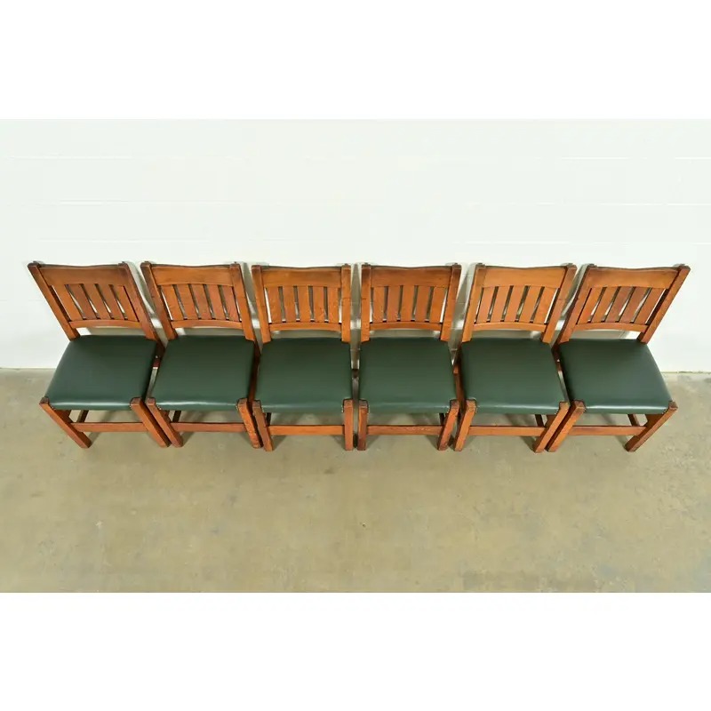 Gustav Stickley Antique Mission Oak Arts & Crafts Dining Chairs, Set of Six - Image 5