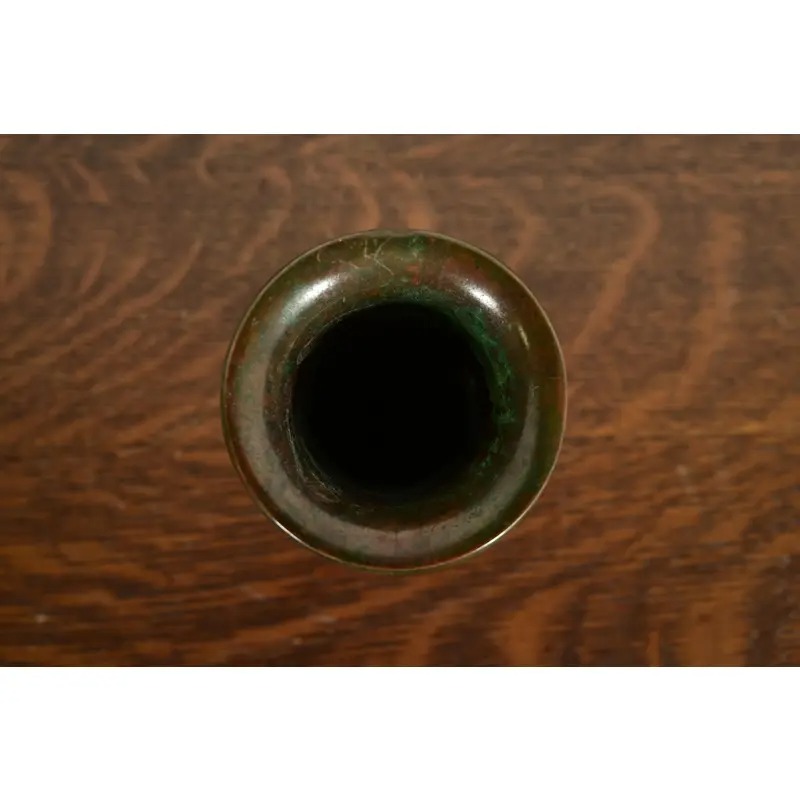 Heintz Style Arts & Crafts Sterling Silver on Bronze Vase - Image 5