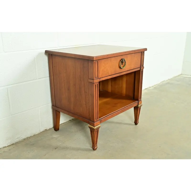 Henredon French Regency Louis XVI Carved Walnut Nightstand, Circa 1960s - Image 5