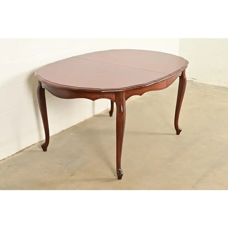 Kindel Furniture French Provincial Louis XV Carved Cherry Wood Extension Dining Table, Newly Refinished - Image 5