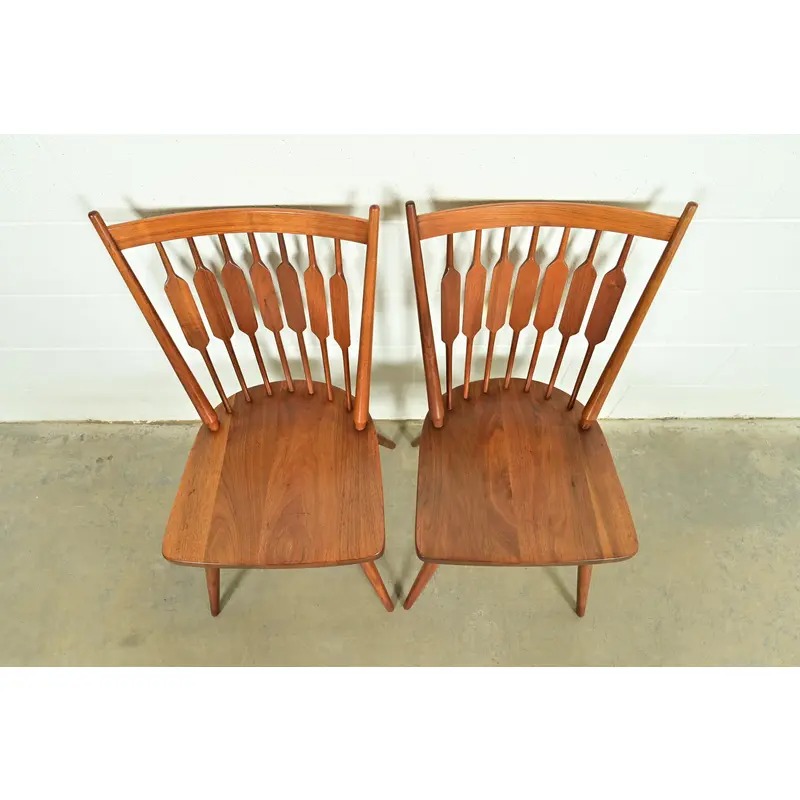 Kipp Stewart for Drexel Declaration Sculpted Walnut Side Chairs or Dining Chairs, Pair - Image 5