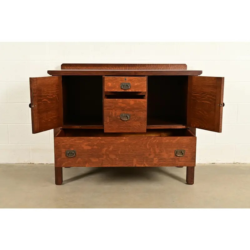 Lifetime Furniture Antique Mission Oak Arts & Crafts Sideboard, Newly Refinished - Image 5