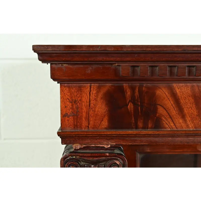 R. J. Horner Style American Empire Flame Mahogany Glass Front Double Bookcase, Circa 1880s - Image 5