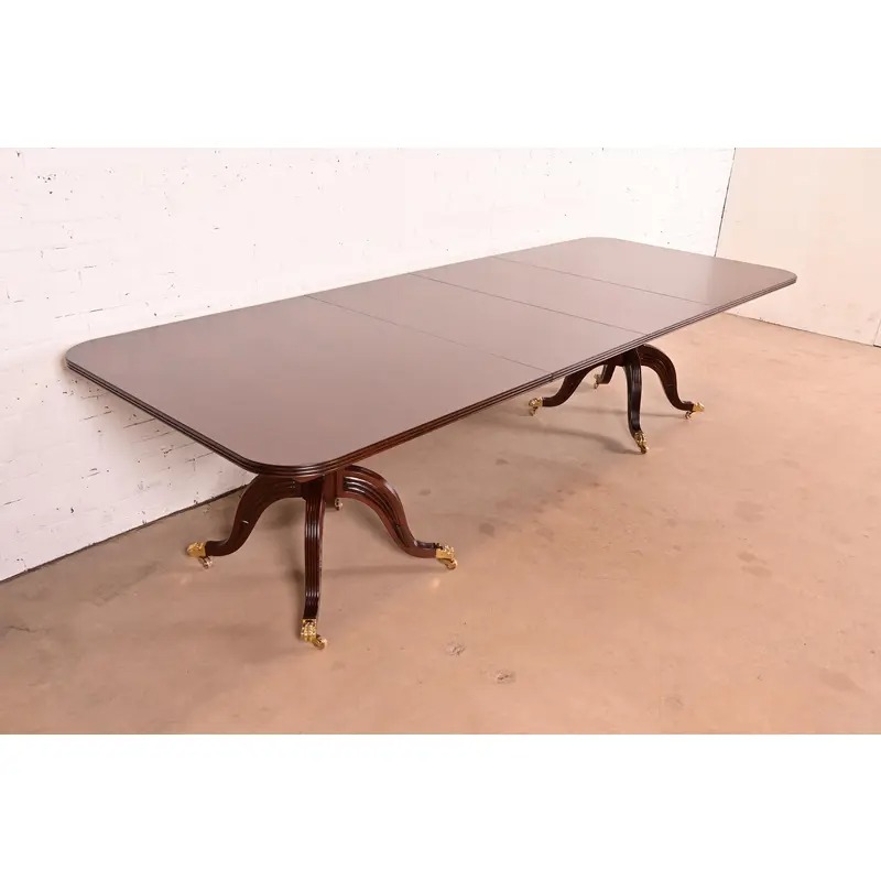 Ralph Lauren Regency Carved Mahogany "Duke" Extension Dining Table, Newly Refinished - Image 5