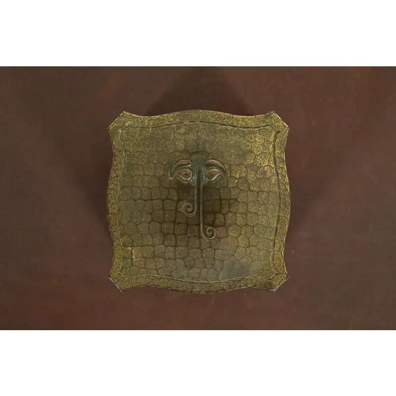 Roycroft Arts & Crafts Hammered Brass Over Copper Inkwell - Image 5
