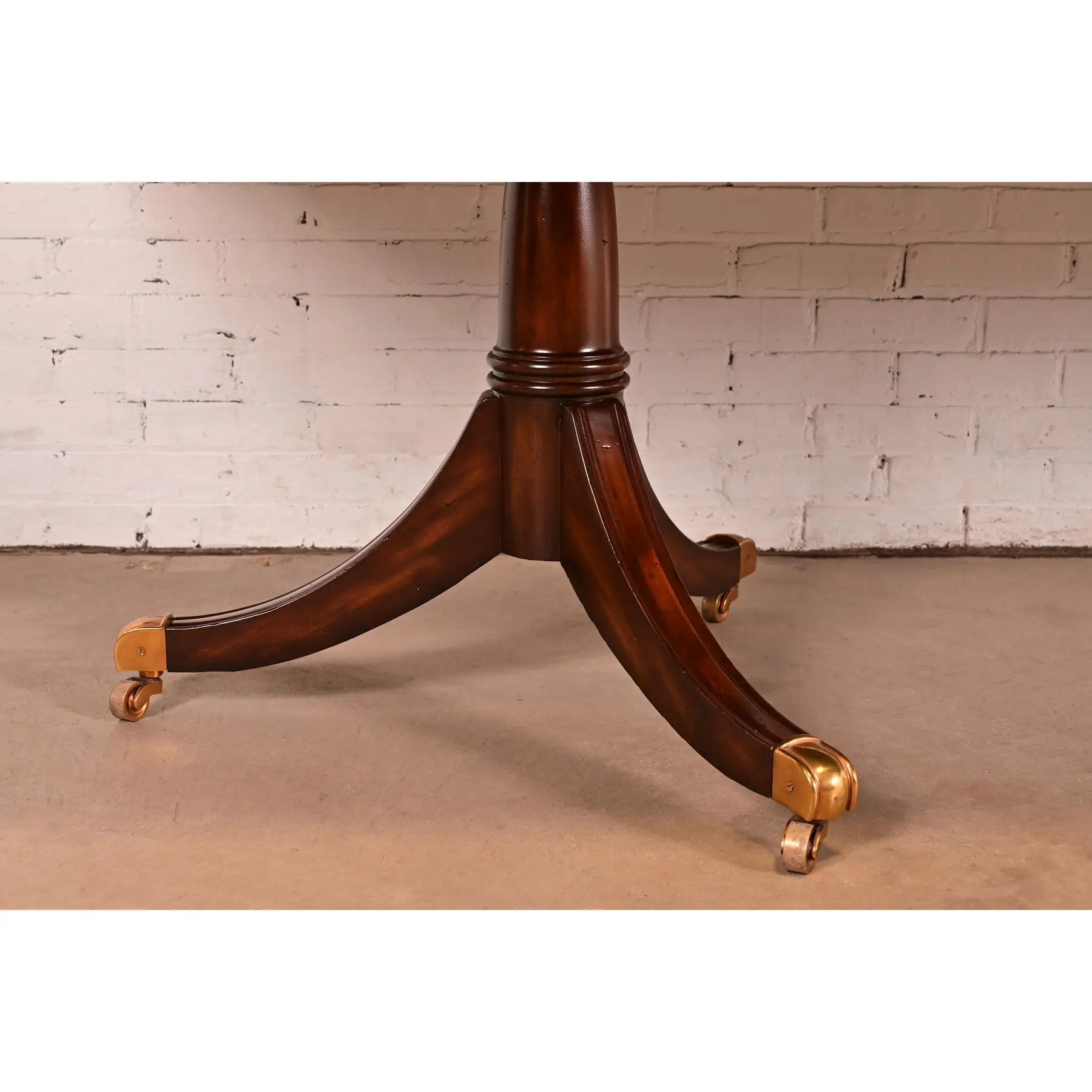 Maitland Smith Georgian Flame Mahogany Double Pedestal Extension Dining Table, Newly Refinished - Image 11