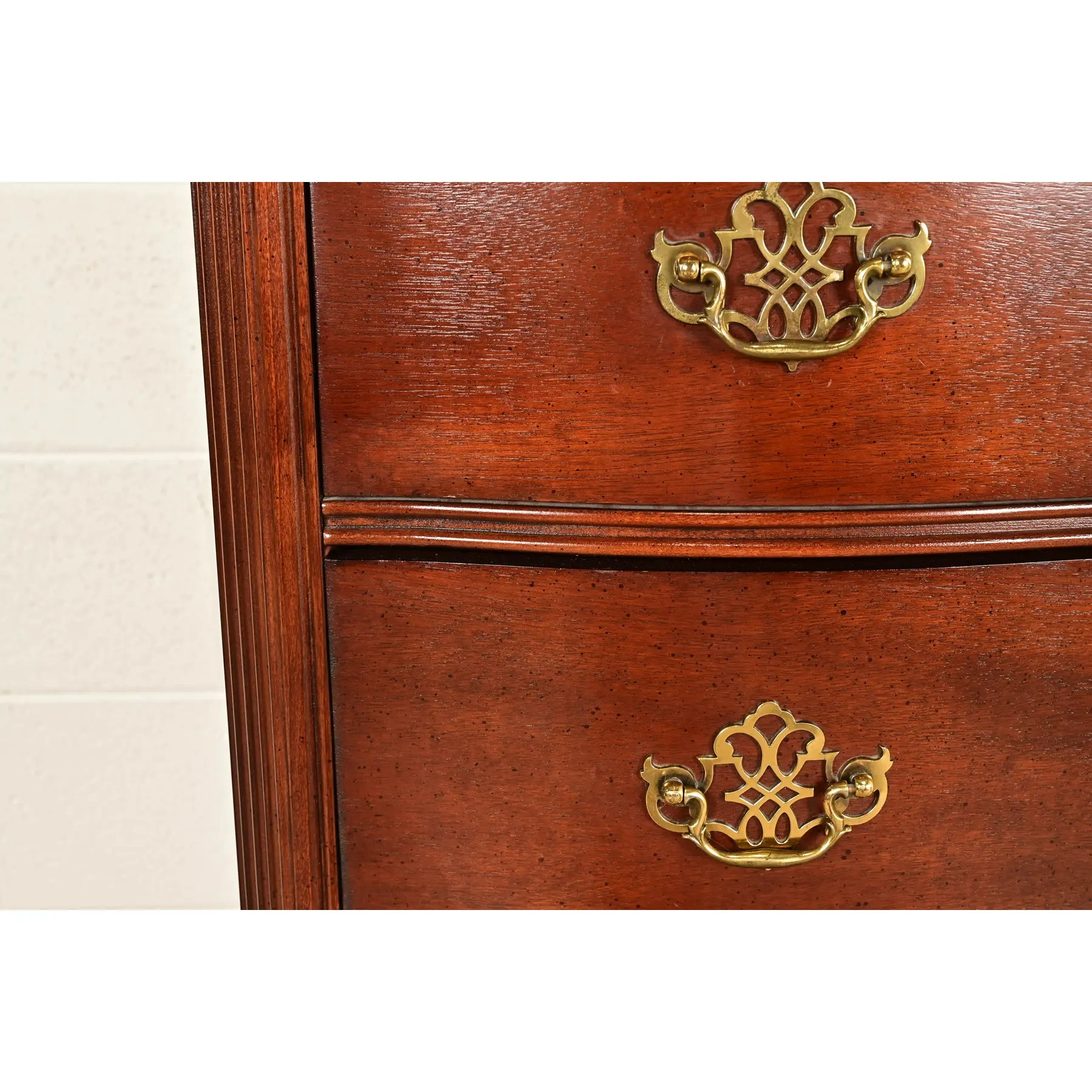 Chippendale Carved Mahogany Serpentine Front Six-Drawer Highboy Dresser - Image 10