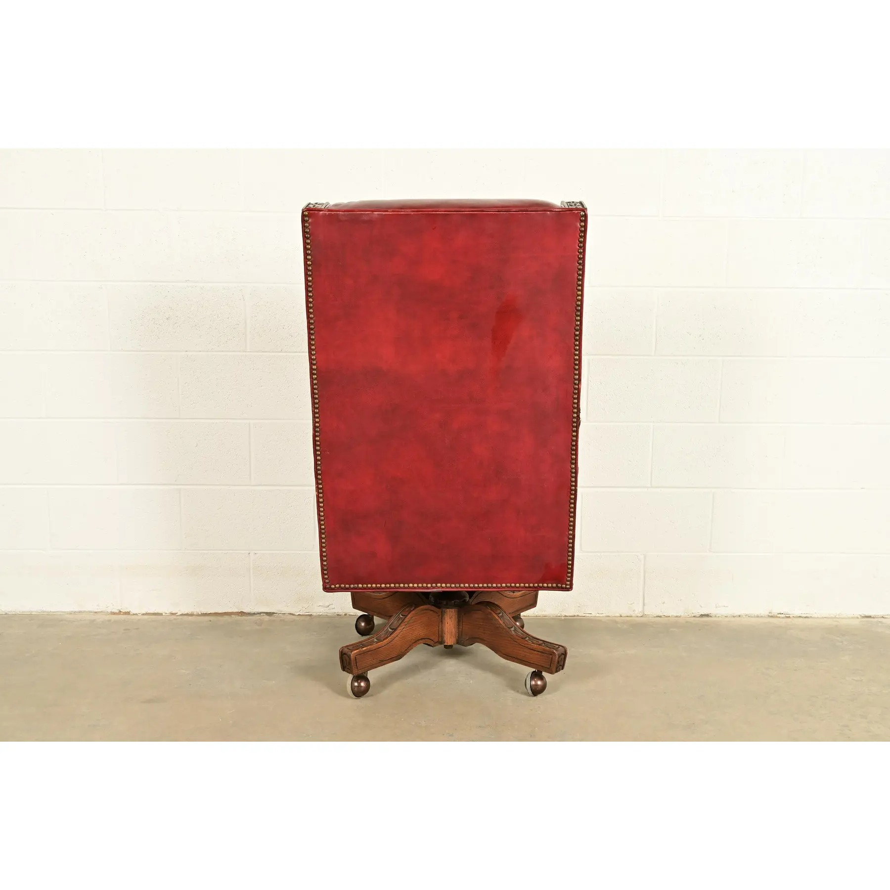 Romweber Viking Oak and Leather High Back Executive Swivel Desk Chair, Circa 1960s - Image 13