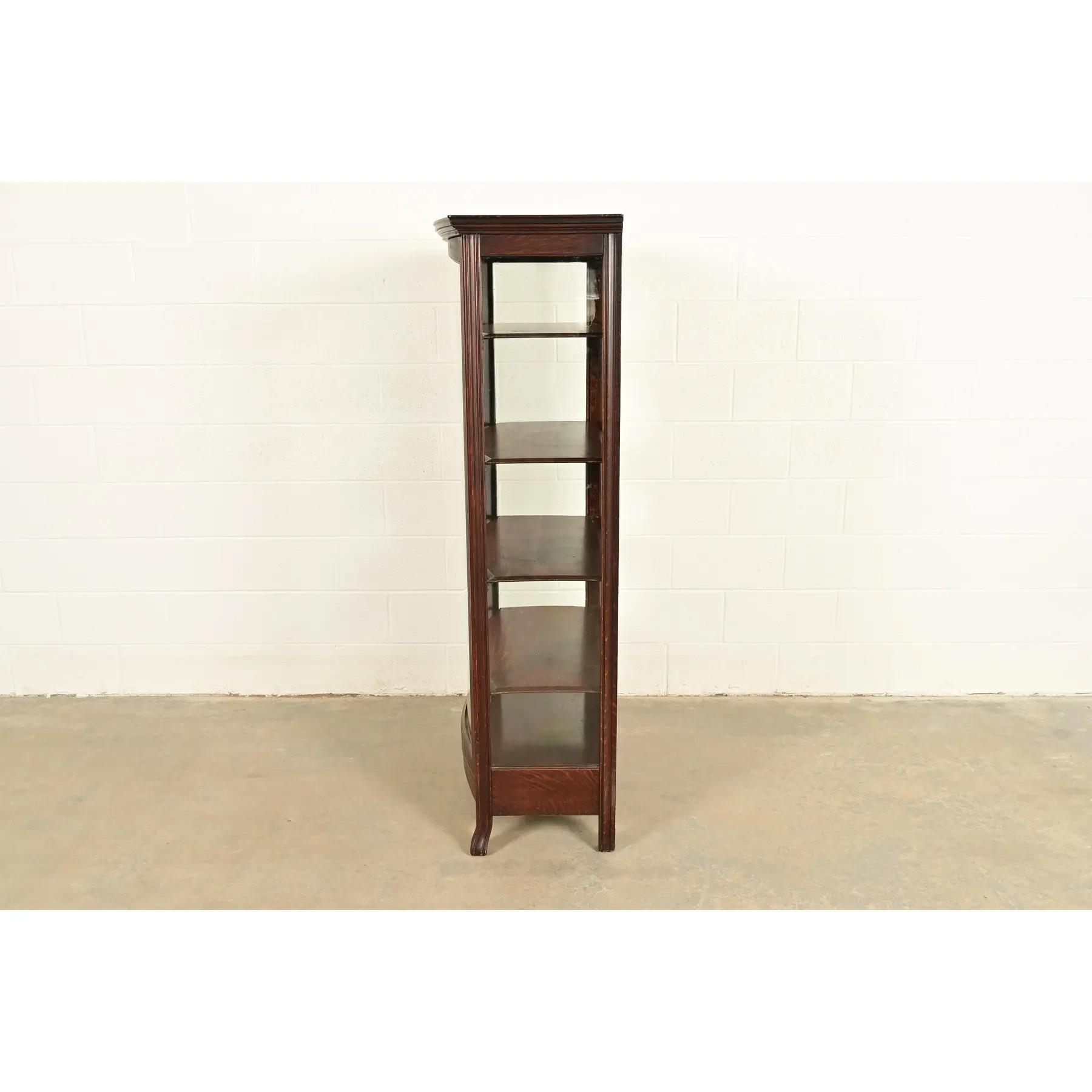 Berkey & Gay Antique Victorian Carved Oak Curved Glass Bookcase or Display Cabinet, Circa 1900 - Image 10