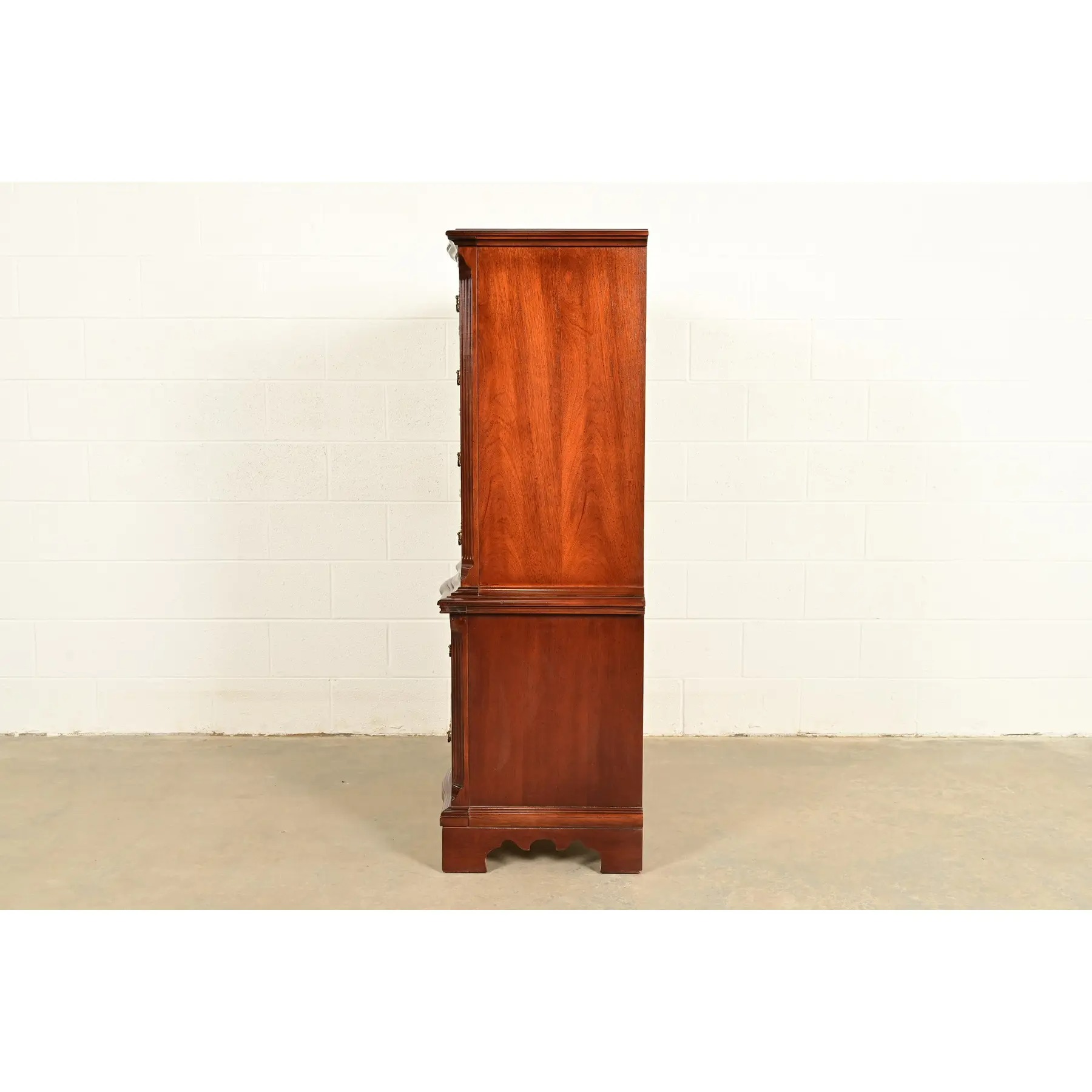 Chippendale Carved Mahogany Serpentine Front Six-Drawer Highboy Dresser - Image 13