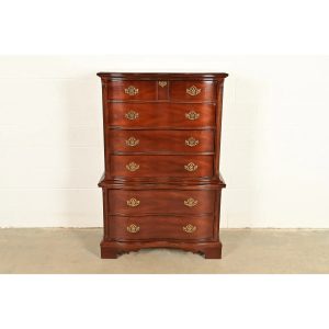 Chippendale Carved Mahogany Serpentine Front Six-Drawer Highboy Dresser
