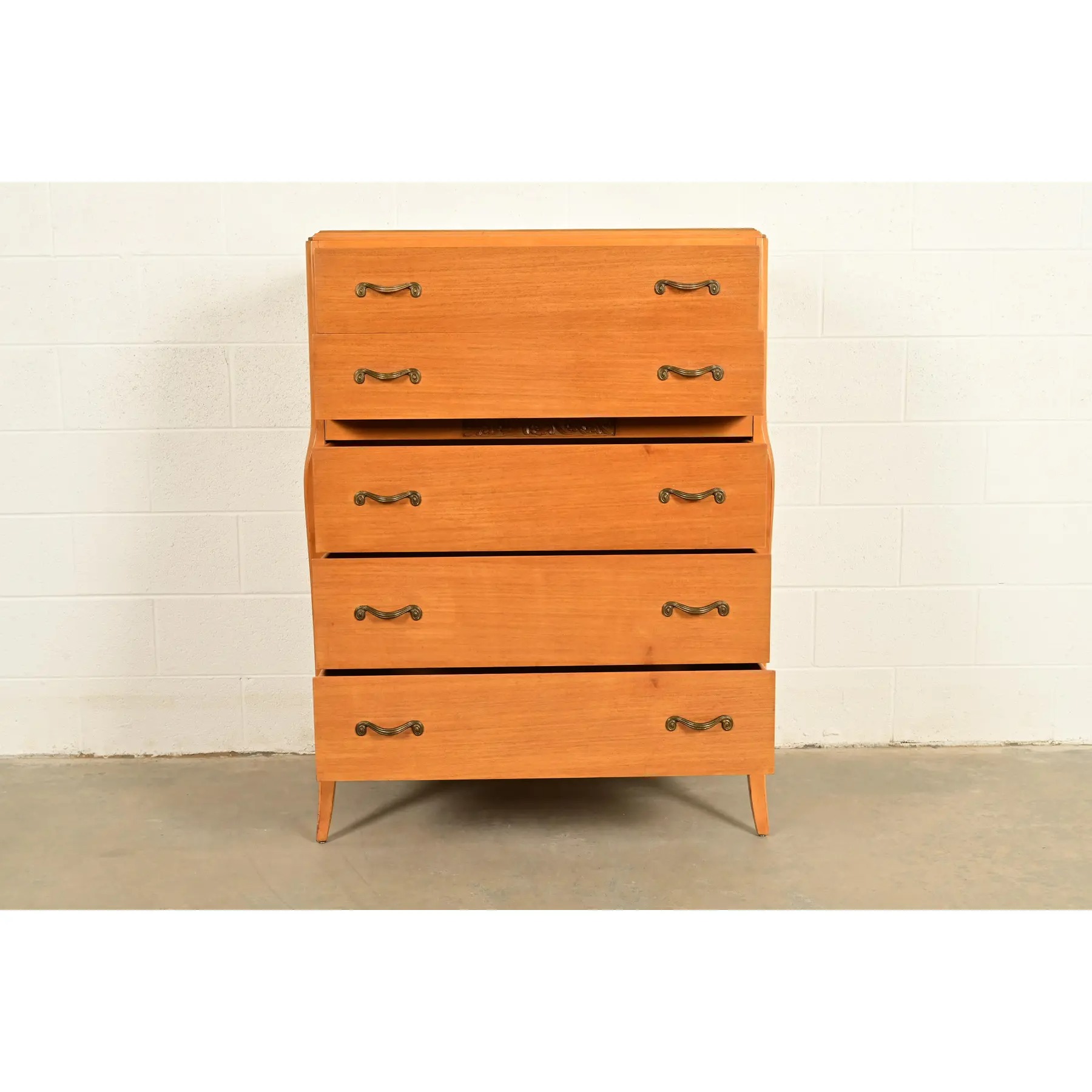 Mid-Century French Regency Carved Mahogany Highboy Dresser or Chest of Drawers, Circa 1950s - Image 6