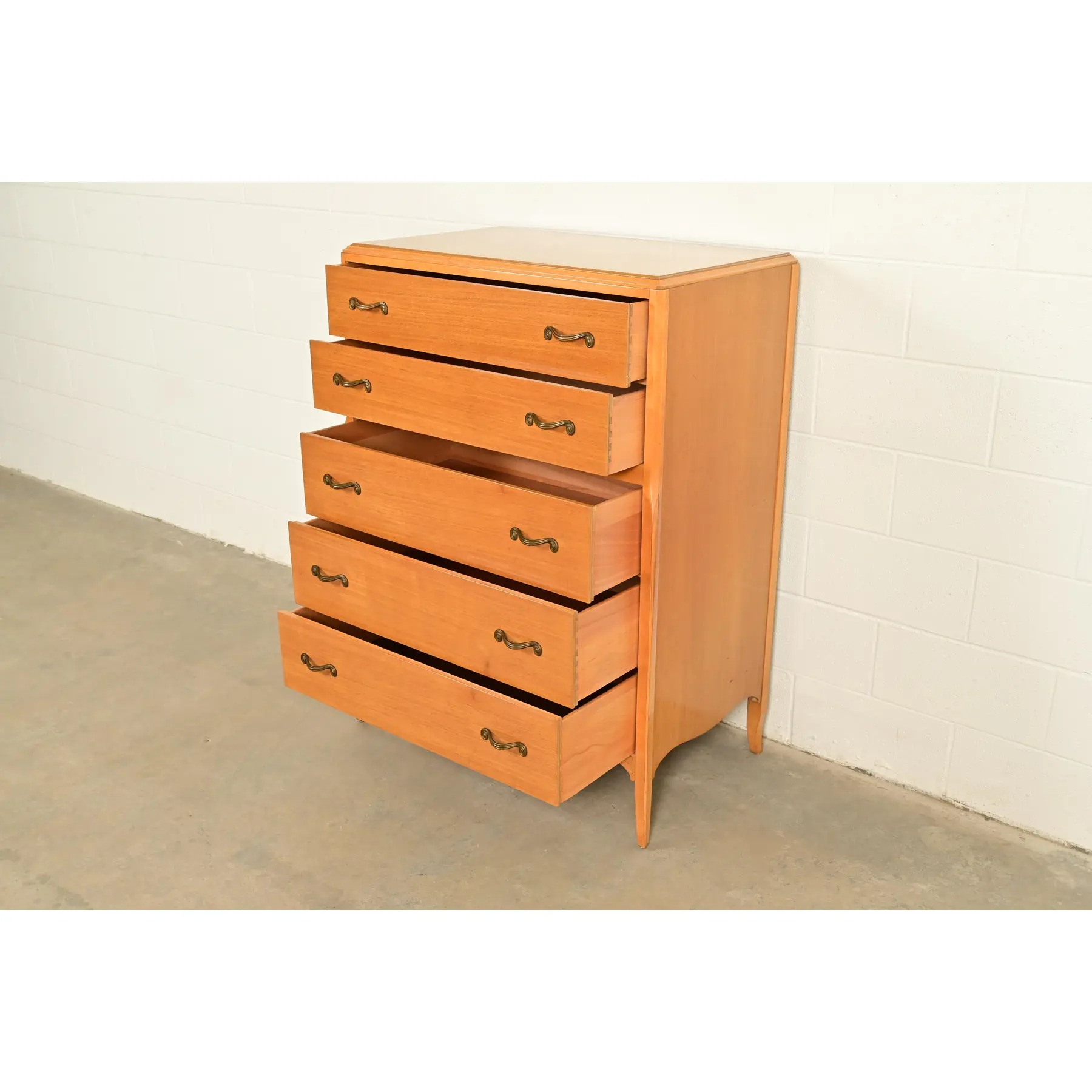 Mid-Century French Regency Carved Mahogany Highboy Dresser or Chest of Drawers, Circa 1950s - Image 7