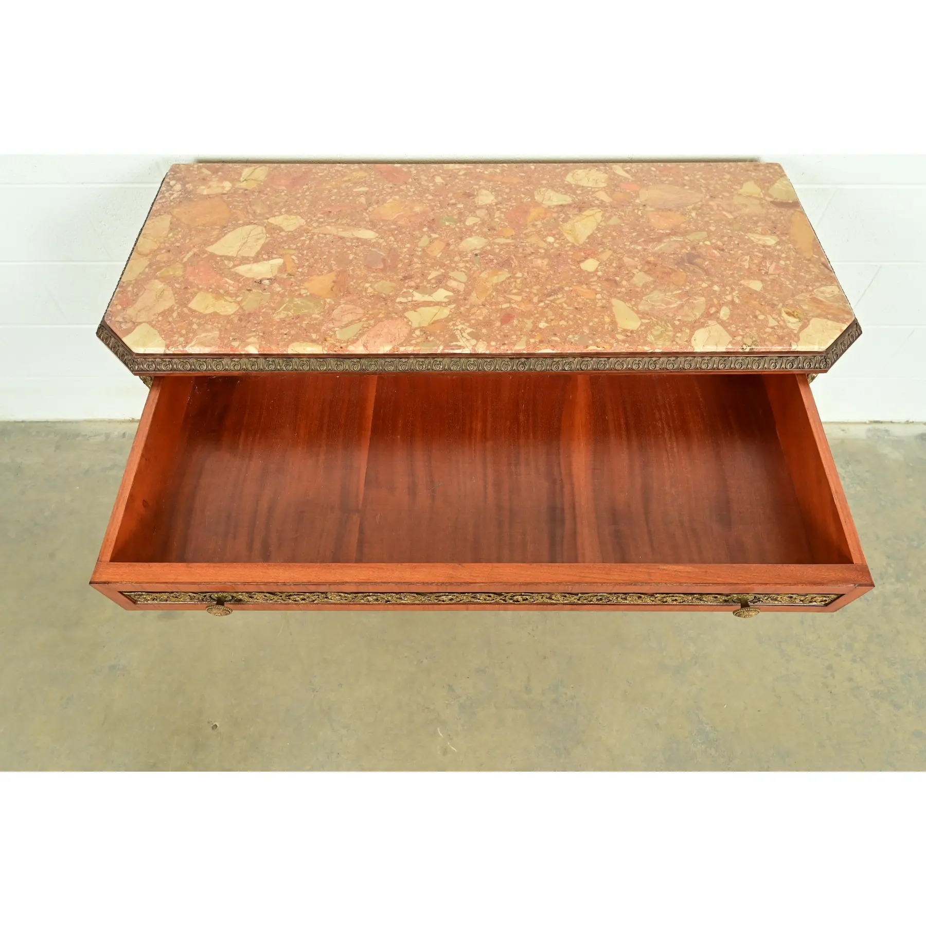 Paul Sormani Style French Regency Louis XVI Kingwood Inlaid Marquetry Marble Top Commode With Mounted Gilt Bronze Ormolu - Image 8