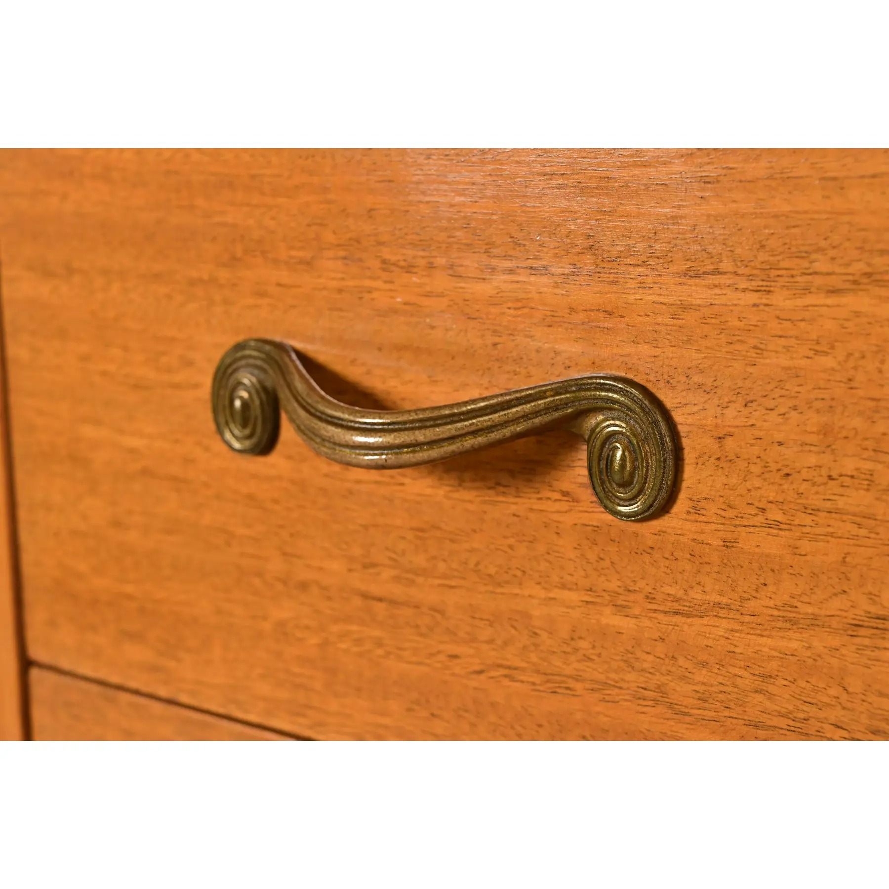 Mid-Century French Regency Carved Mahogany Highboy Dresser or Chest of Drawers, Circa 1950s - Image 8