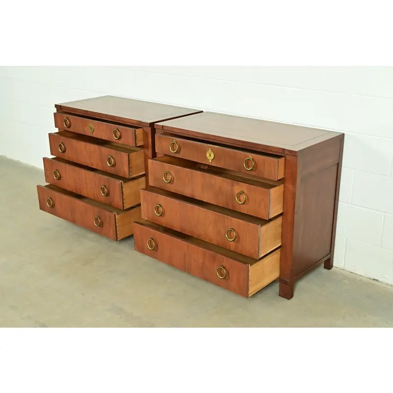 Baker Furniture French Empire Cherry Wood Dressers or Chests of Drawers, Pair - Image 6