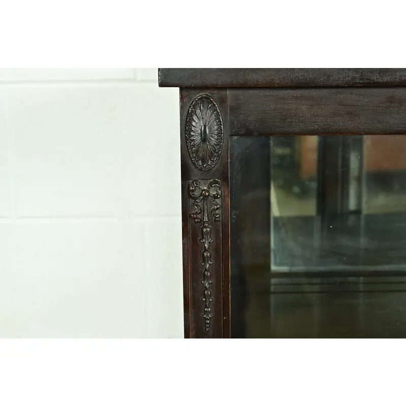 Berkey & Gay Style Antique French Regency Louis XVI Carved Mahogany Bookcase or Display Cabinet, Circa 1900 - Image 6