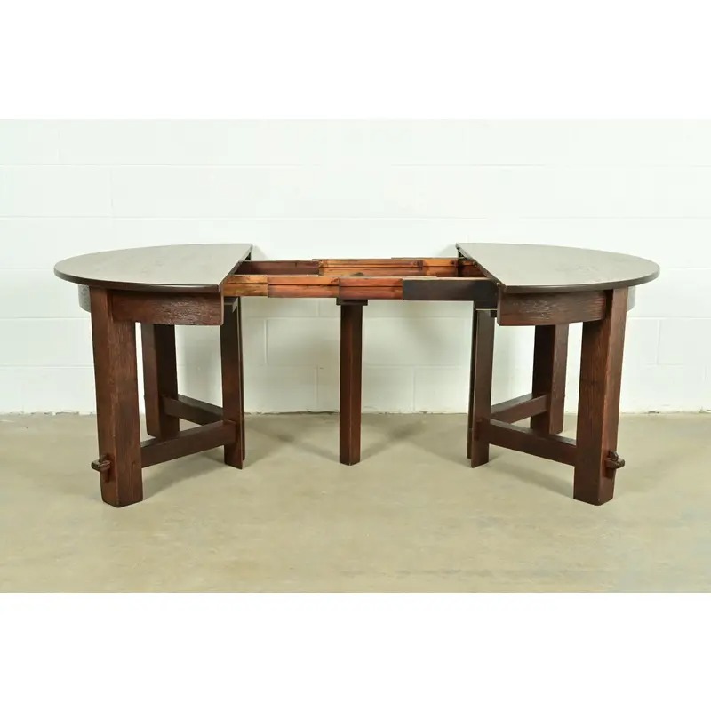 Early Gustav Stickley Antique Mission Oak Arts & Crafts Extension Dining Table, Newly Refinished - Image 6