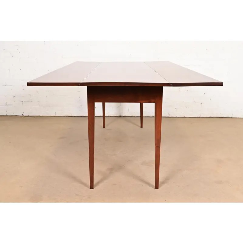 Eldred Wheeler Early American Shaker Solid Cherry Wood Drop Leaf Harvest Dining Table, Newly Refinished - Image 6