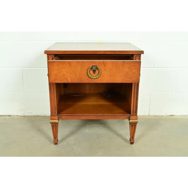 Henredon French Regency Louis XVI Carved Walnut Nightstand, Circa 1960s - Image 6