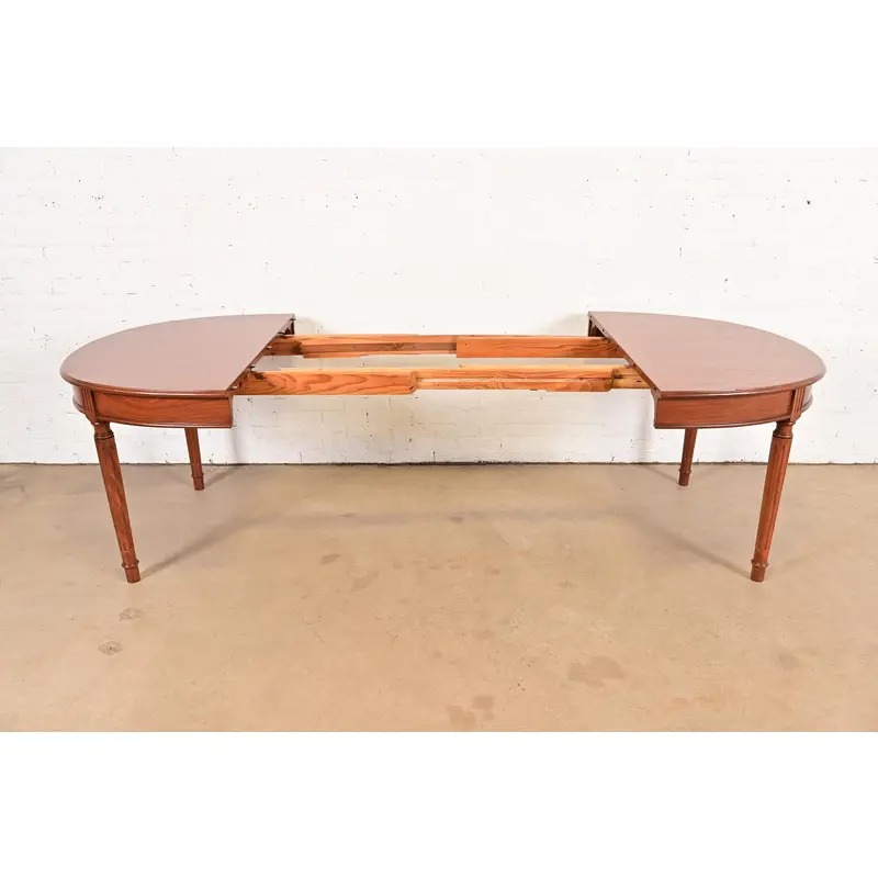 Henredon Style French Regency Louis XVI Teak Extension Dining Table, Newly Refinished - Image 6