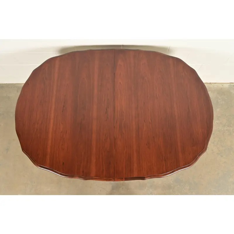 Kindel Furniture French Provincial Louis XV Carved Cherry Wood Extension Dining Table, Newly Refinished - Image 6