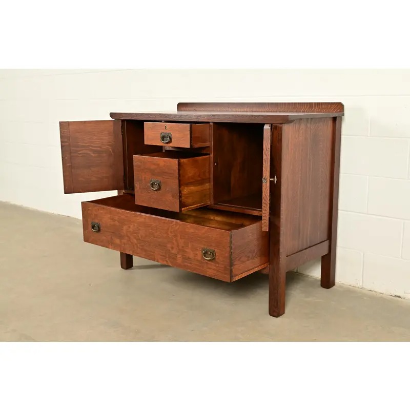 Lifetime Furniture Antique Mission Oak Arts & Crafts Sideboard, Newly Refinished - Image 6