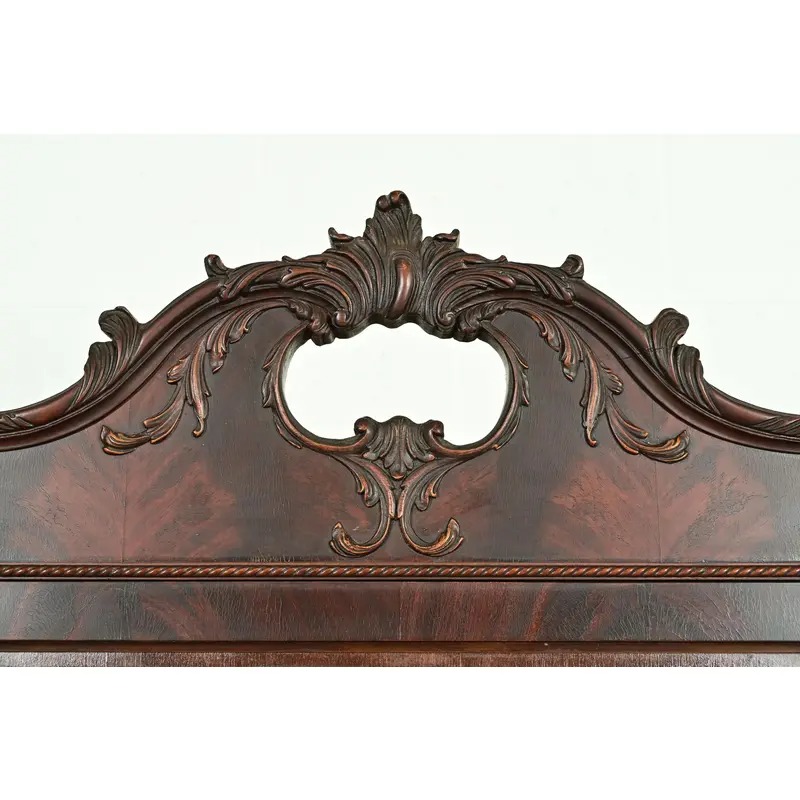 Romweber Chippendale Flame Mahogany Breakfront Bookcase Cabinet, Circa 1920s - Image 6