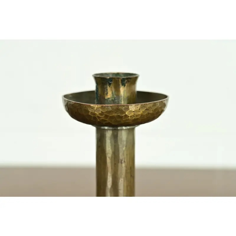 Roycroft Arts & Crafts Brass Finished Hammered Copper Candlestick - Image 6