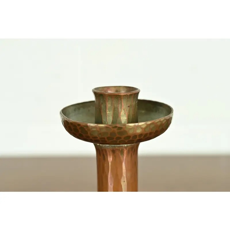 Roycroft Arts & Crafts Brass Finished Hammered Copper Candlestick - Image 6