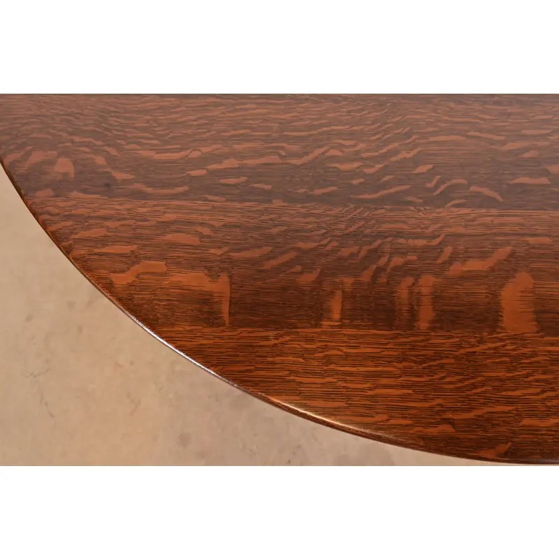 Stickley Brothers Antique Mission Oak Arts & Crafts Round Dining Table, Newly Refinished - Image 6