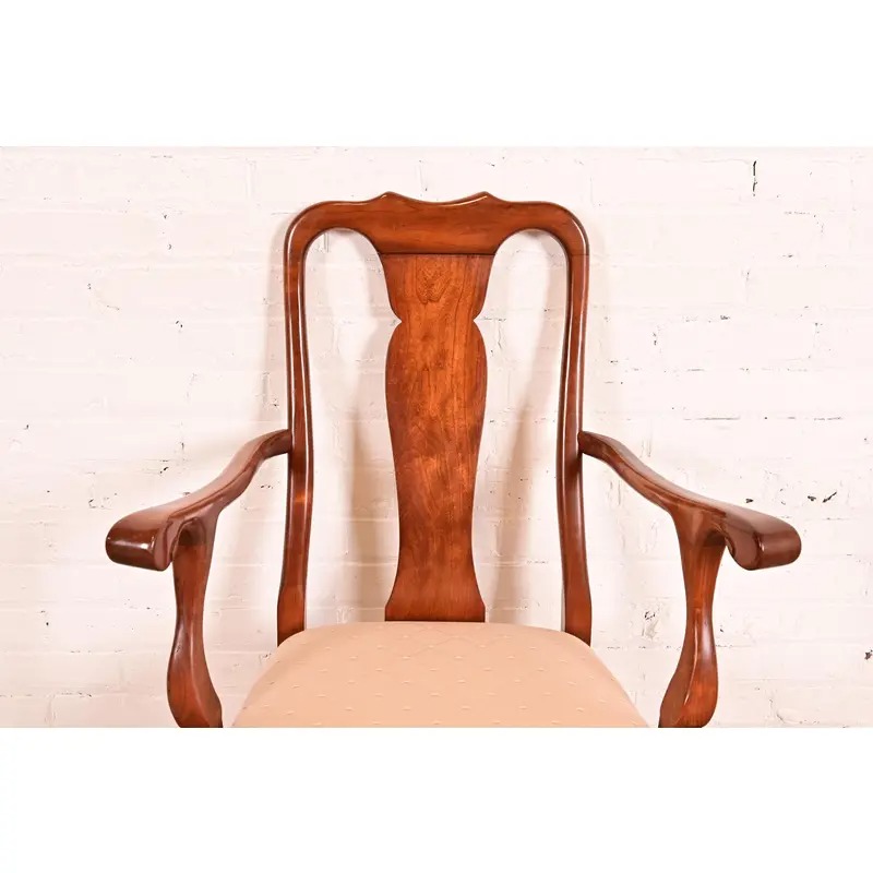 Stickley Queen Anne Carved Solid Cherry Wood Armchairs, Pair - Image 6
