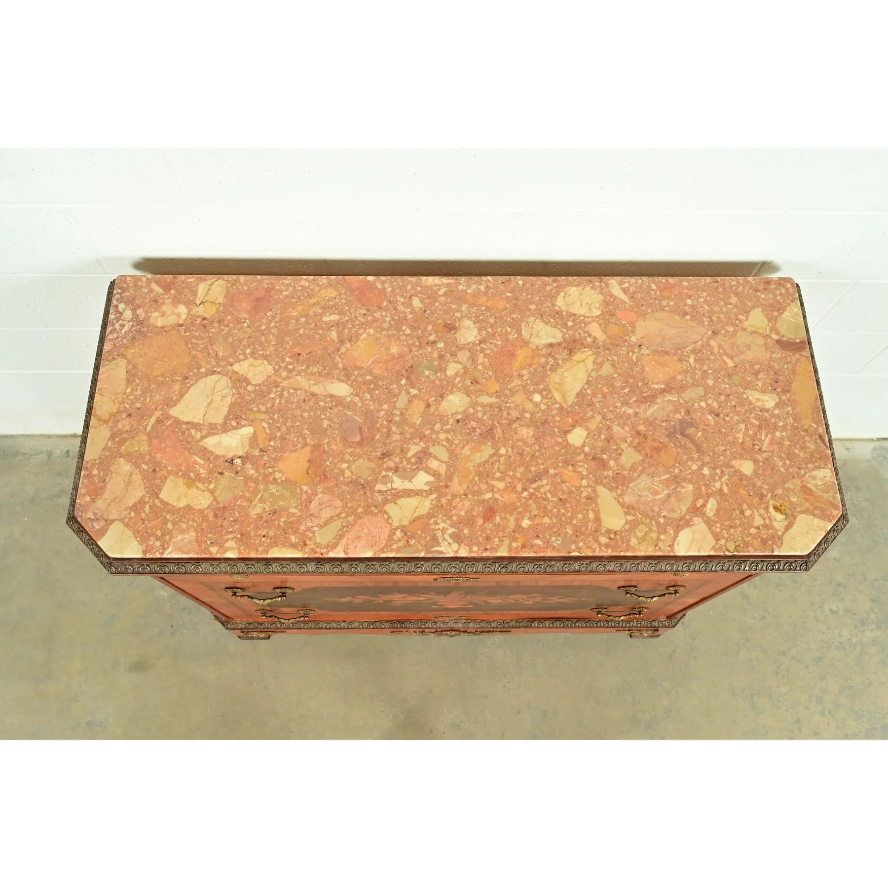Paul Sormani Style French Regency Louis XVI Kingwood Inlaid Marquetry Marble Top Commode With Mounted Gilt Bronze Ormolu - Image 13