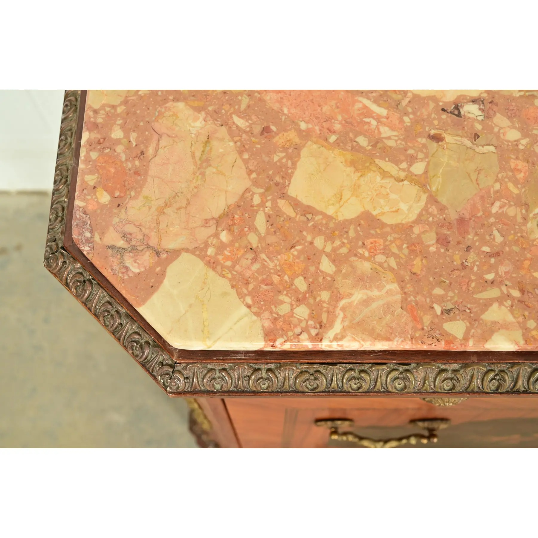 Paul Sormani Style French Regency Louis XVI Kingwood Inlaid Marquetry Marble Top Commode With Mounted Gilt Bronze Ormolu - Image 14