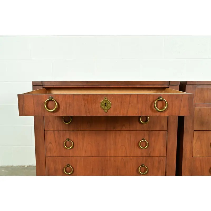 Baker Furniture French Empire Cherry Wood Dressers or Chests of Drawers, Pair - Image 7