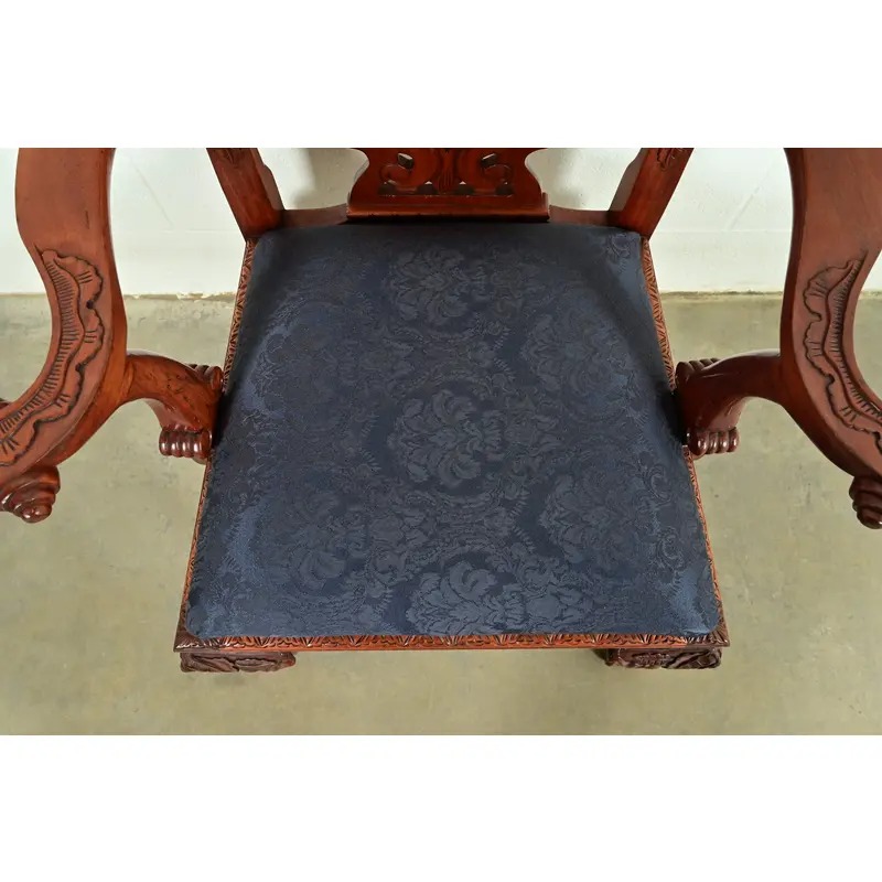 Baker Furniture Style Chippendale Carved Mahogany Armchairs, Pair - Image 7