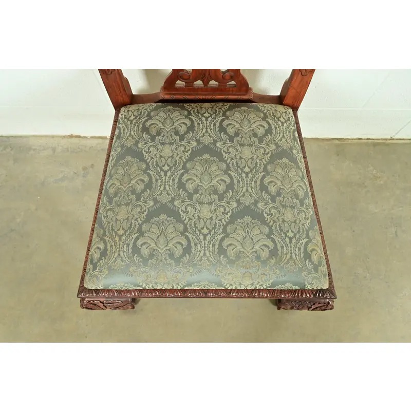 Baker Furniture Style Chippendale Carved Mahogany Side Chairs or Dining Chairs, Pair - Image 7