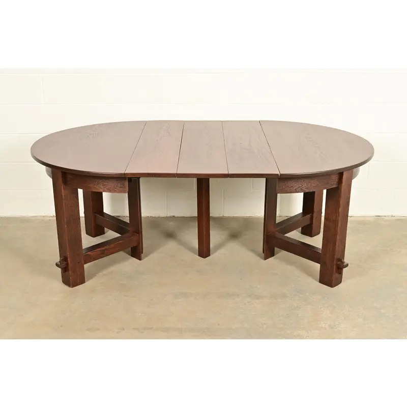 Early Gustav Stickley Antique Mission Oak Arts & Crafts Extension Dining Table, Newly Refinished - Image 7