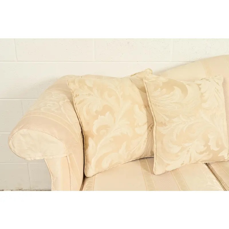 Ethan Allen Chippendale Carved Mahogany Upholstered Camelback Sofa - Image 7
