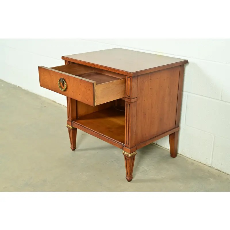 Henredon French Regency Louis XVI Carved Walnut Nightstand, Circa 1960s - Image 7