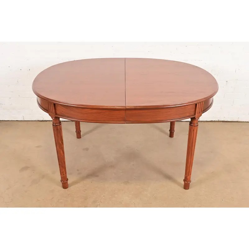 Henredon Style French Regency Louis XVI Teak Extension Dining Table, Newly Refinished - Image 7
