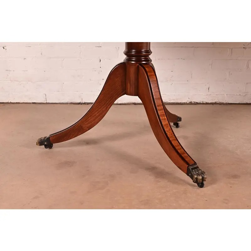 John Widdicomb Georgian Banded Mahogany Double Pedestal Extension Dining Table, Newly Refinished - Image 7