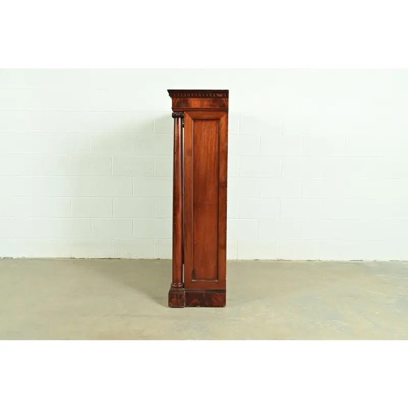 R. J. Horner Style American Empire Flame Mahogany Glass Front Double Bookcase, Circa 1880s - Image 7