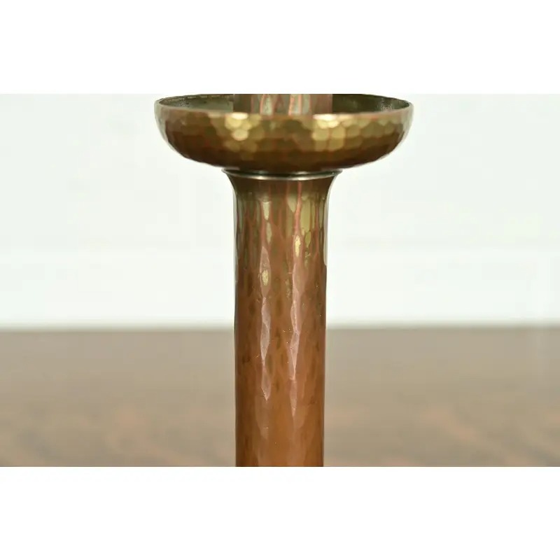 Roycroft Arts & Crafts Brass Finished Hammered Copper Candlestick - Image 7