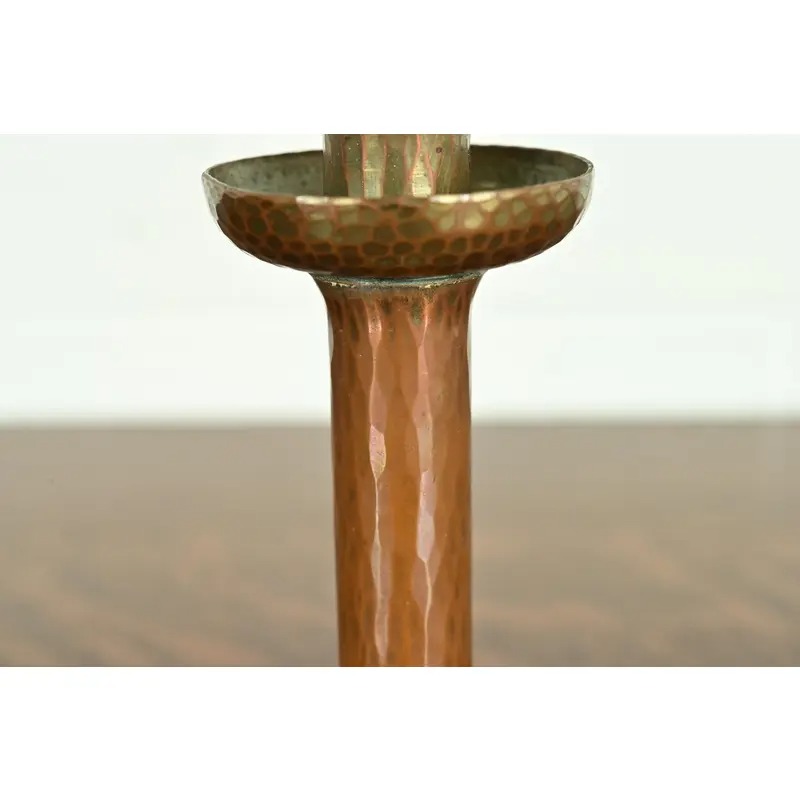 Roycroft Arts & Crafts Brass Finished Hammered Copper Candlestick - Image 7