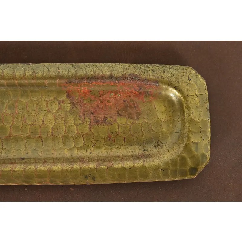 Roycroft Arts & Crafts Brass Finished Hammered Copper Pen Tray - Image 7